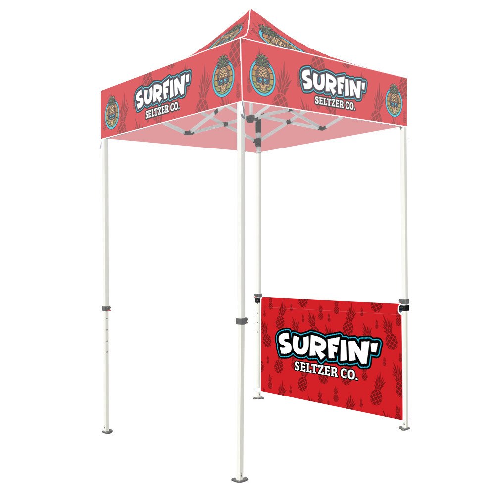 ONE CHOICE® 5 ft. Steel Canopy Tent Half wall — Double Sided Half Wall with Rail / White Trim Color